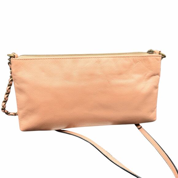 Elliott Lucca Blush Leather Crossbody Bag Chain Strap Zip Pocket - Picture 2 of 14